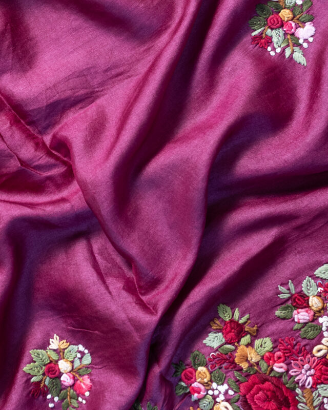 SAREE TUSSER BULLION HAND EMBROIDERED.