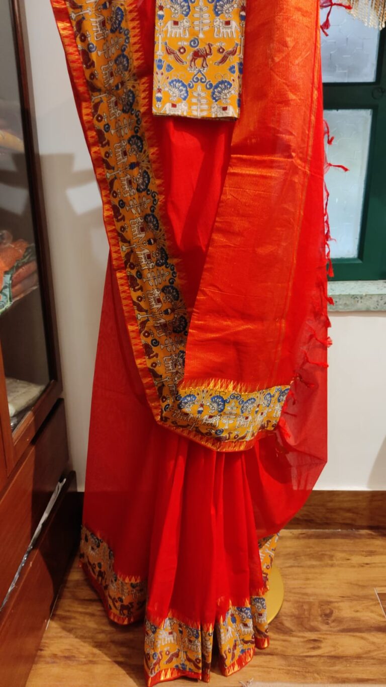 SAREE COTTON APLICK ZARI BORDER.
