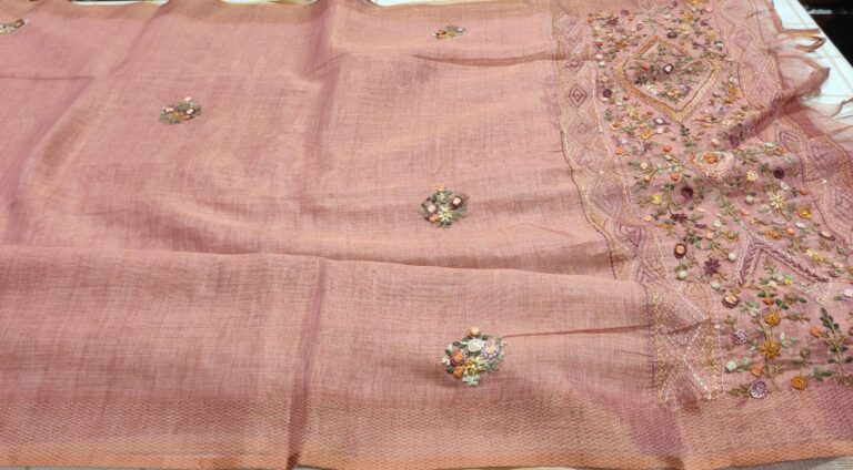SAREE TISSUE LINEN EMB.