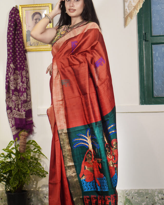 SAREE RAW SILK MAROON